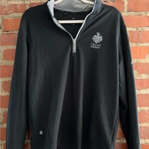 Adidas Trump Doonbeg Black Quarter-Zip Pullover with Crest Logo